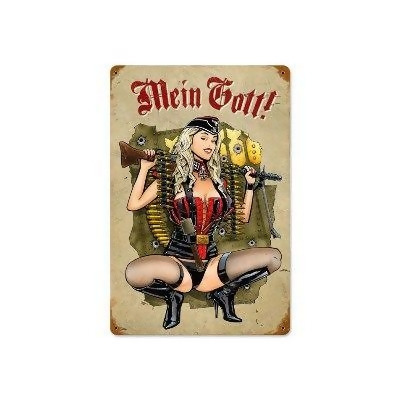 Past Time Signs SPI002 Gunner Girl Axis Military Vintage Metal Sign 