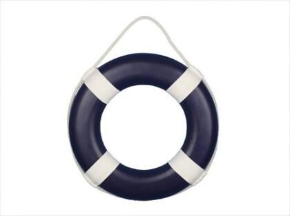 Handcrafted Model Ships Lifering-15inch-316 Dark Blue Painted Decorative Lifering With White Bands 15 in. 