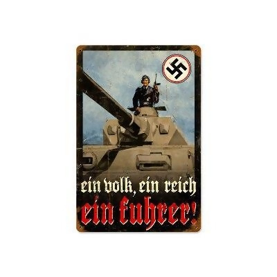 Past Time Signs V888 Ein Fuhrer Axis Military Vintage Metal Sign 