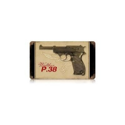 Past Time Signs V206 Walther P38 Axis Military Vintage Metal Sign 