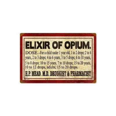 Past Time Signs PTS278 Elixer Of Opium Home And Garden Vintage Metal Sign - 2 lbs. 