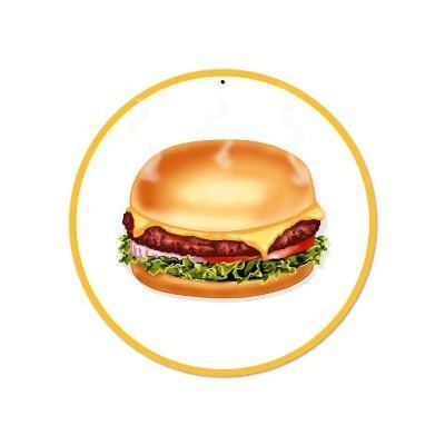 Past Time Signs RPC288 Hamburger Food And Drink Round Metal Sign 