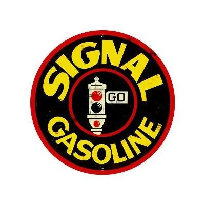 Past Time Signs MTY141 Signal Gasoline Automotive Round Metal Sign 