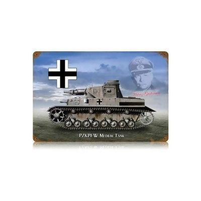 Past Time Signs V375 Medium Tank Axis Military Vintage Metal Sign 