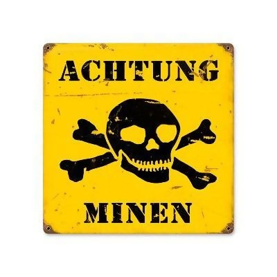 Past Time Signs V899 Achtung Minen Axis Military Vintage Metal Sign 