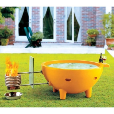 ALFI Trade FireHotTub-OG FireHotTub Round Fire Burning Portable Outdoor Olive Green Fiberglass Soaking Hot Tub 