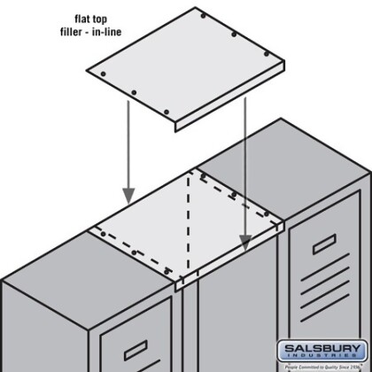 Salsbury 77848GY Flat Top Filler In-Line - 15 Inch Wide - For 18 Inch Deep Metal Locker - Gray 