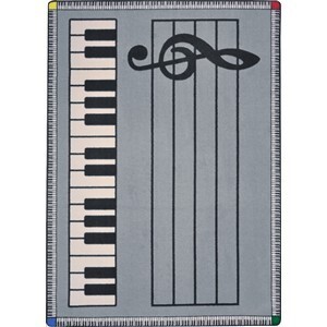 Joy Carpets 1806E-04 Play Along Rug 7 ft. 7 in. Round - Gray with keys 