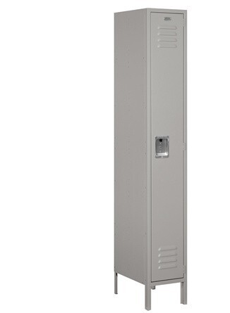 Salsbury 61168GY-A Standard Metal Locker Single Tier - 1 Wide - 6 Feet High - 18 Inches Deep - Gray - Assembled 