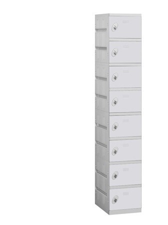 Salsbury 98168GY-U D 8-Tier Plastic Lockers Unassembled In Gray 