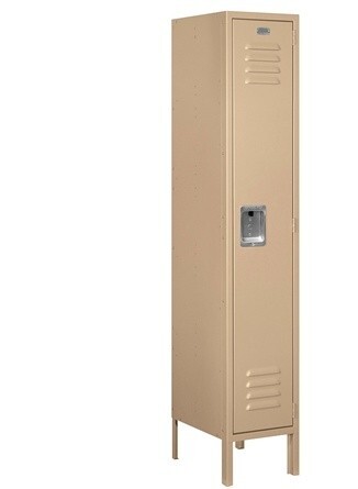 Salsbury 61155TN-A Standard Metal Locker Single Tier - 1 Wide - 5 Feet High - 15 Inches Deep - Tan - Assembled 