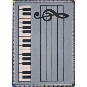 Joy Carpets 1806D-04 Play Along Rug 7 ft. 8 in. x 10 ft. 9 in. - Gray with keys 