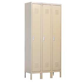Salsbury 61368TN-A Salsbury Standard Metal Locker Single Tier - 3 Wide - 6 Feet High - 18 Inches Deep - Tan - Assembled 