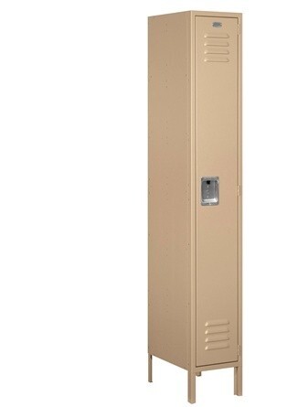 Salsbury 61168TN-A Standard Metal Locker Single Tier - 1 Wide - 6 Feet High - 18 Inches Deep - Tan - Assembled 
