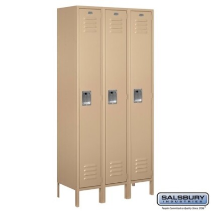 Salsbury 61365TN-A Standard Metal Locker Single Tier - 3 Wide - 6 Feet High - 15 Inches Deep - Tan - Assembled 