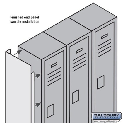 Salsbury 77362GY Finished End Panel For 6 Feet High 12 Inch Deep Metal Locker - Gray 