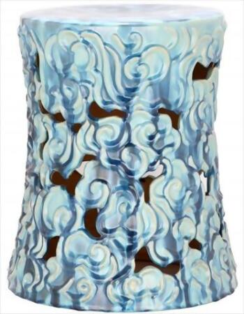 Safavieh ACS4519B Ceramic Ocean Cloud Garden Stool - Blue 