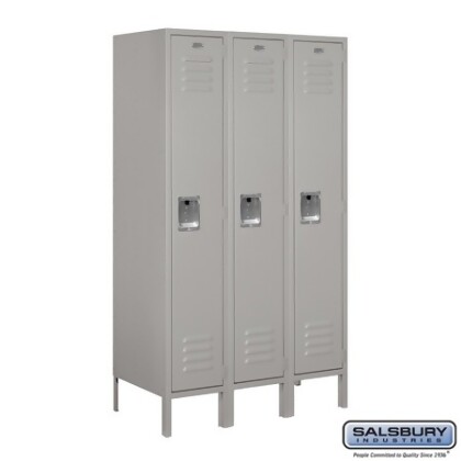 Salsbury 61358GY-A Standard Metal Locker Single Tier - 3 Wide - 5 Feet High - 18 Inches Deep - Gray - Assembled 
