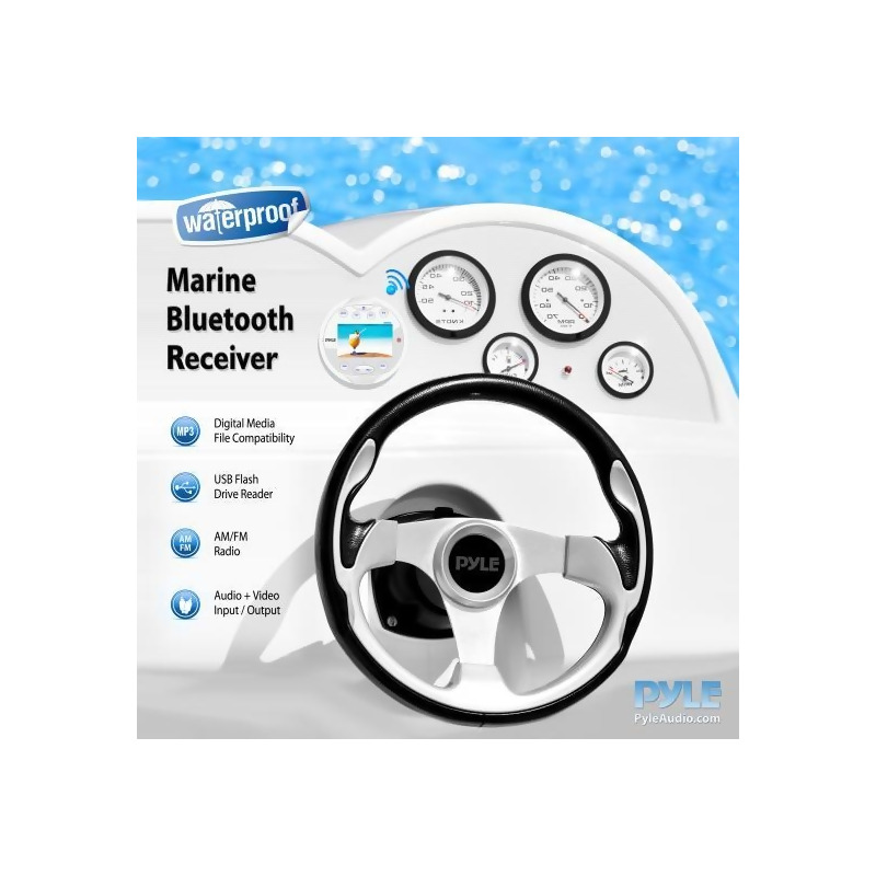 round marine stereo with bluetooth