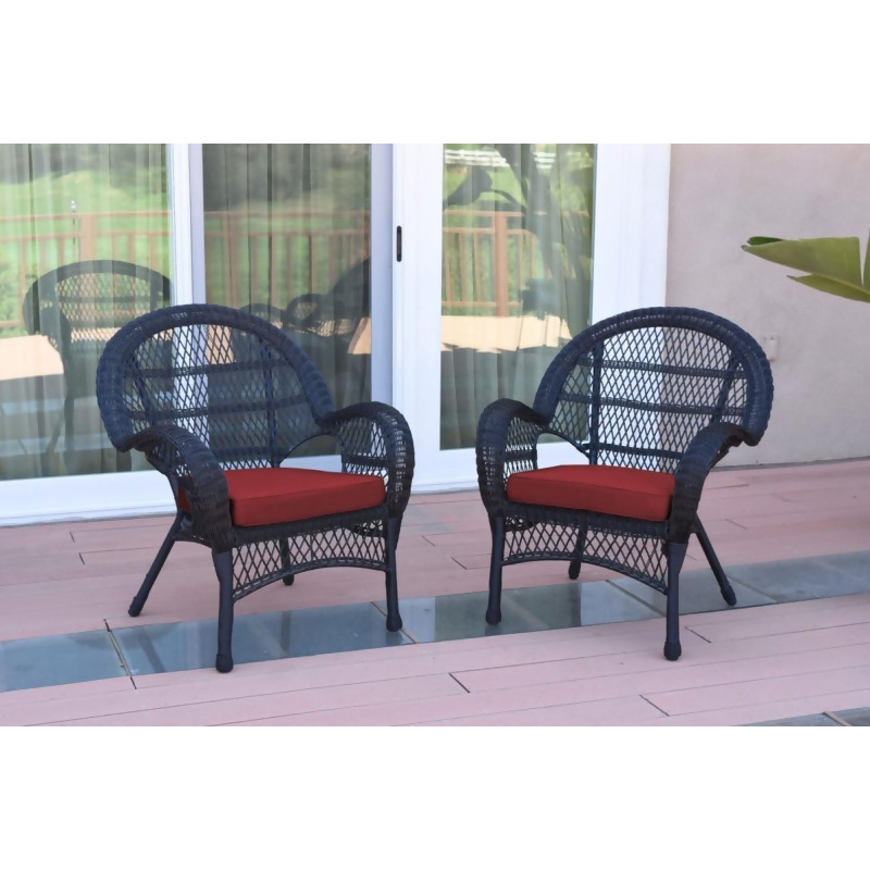 Jeco W00211 C 2 Fs018 Santa Maria Black Wicker Chair With Red Cushion Set Of From Unbeatable At Com Fs018 Santa Maria Black Wicker Chair, Black Wicker Furniture