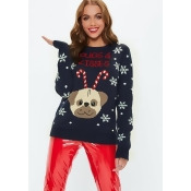 Navy Pugs And Kisses Knitted Christmas Jumper, Navy Navy Pugs And Kisses Knitted Christmas Jumper, Navy