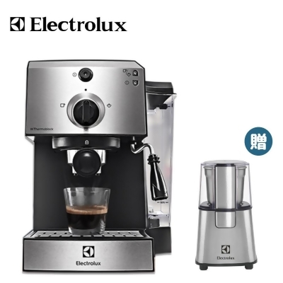 美安獨家【Electrolux伊萊克斯】15 Bar半自動義式咖啡機 送原廠磨豆機 E9EC1-100S+ECG3003S 