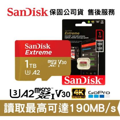 新款 SanDisk Extreme 1TB U3 V30 高速記憶卡 (SD-SQXAV-1TB) 