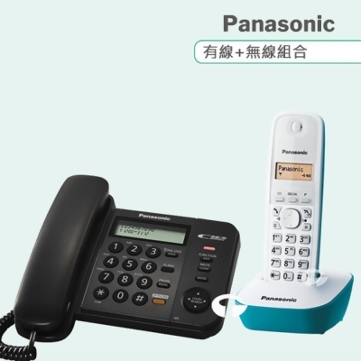 《Panasonic》松下國際牌數位子母機電話組合 KX-TS580+KX-TG1611 (經典黑+水漾藍) 
