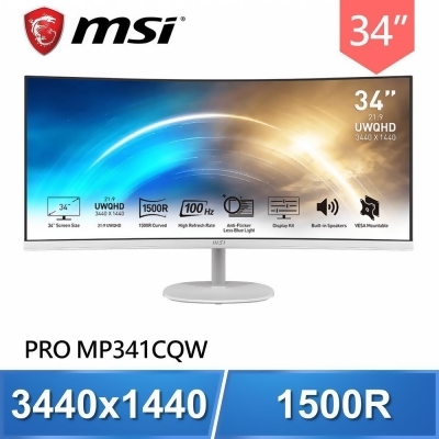 MSI 微星 PRO MP341CQW 34型 21:9 曲面顯示器螢幕 
