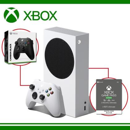 微軟 Xbox Series S 雙手把主機組合(+GAME PASS 三個月*1+無線控制器-磨砂黑) 