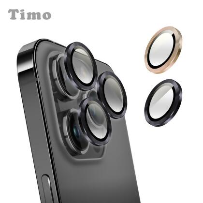 【TIMO】iPhone 15 Pro/15 Pro Max 手機鏡頭專用 3D金屬環玻璃保護貼 