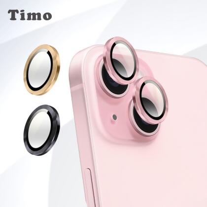 【TIMO】iPhone 15 /15 Plus 手機鏡頭專用 3D金屬環玻璃保護貼 