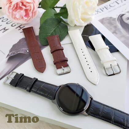【Timo】Garmin 22mm 經典鱷魚紋皮革錶帶 