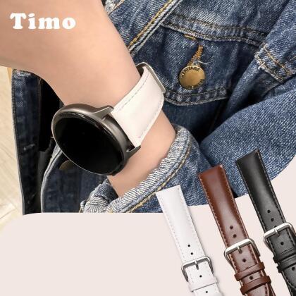 【Timo】Garmin 22mm 經典平紋皮革替換錶帶 