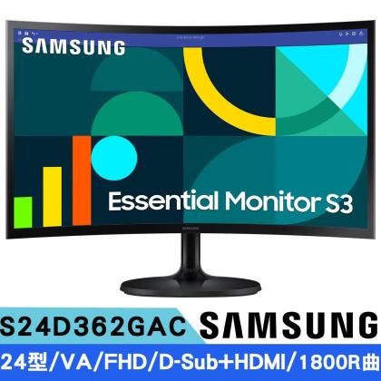 SAMSUNG三星 S24D362GAC 24型 VA FHD曲面螢幕(100Hz/1800R曲/D-Sub/HDMI） 