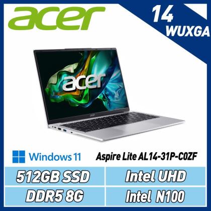 Acer Aspire Lite AL14-31P-C0ZF 14吋筆電(N100/8GB/512GB/Win11 