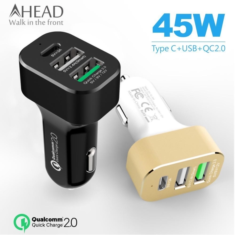 Ahead領導者 Qc 2 0 快充type C車充 雙usb車充車上充電器點煙器from Friday購物at Shop Com Tw