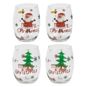 Set of 4 Christmas Stemless Wine Glasses Set of 4 Christmas Stemless Wine Glasses