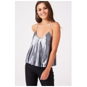 Sequin Cami Top In Grey Sequin Cami Top In Grey