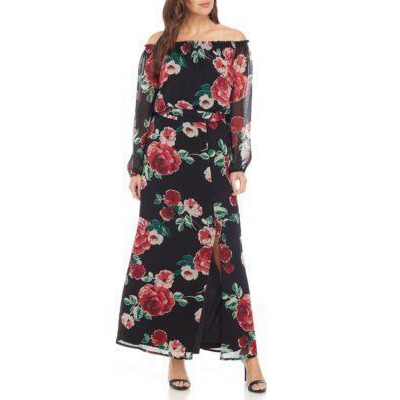 Long Sleeve Chiffon Maxi Dress
