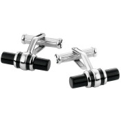 Montblanc Cufflinks with Platinum Finish and Onyx Bar Montblanc Cufflinks with Platinum Finish and Onyx Bar