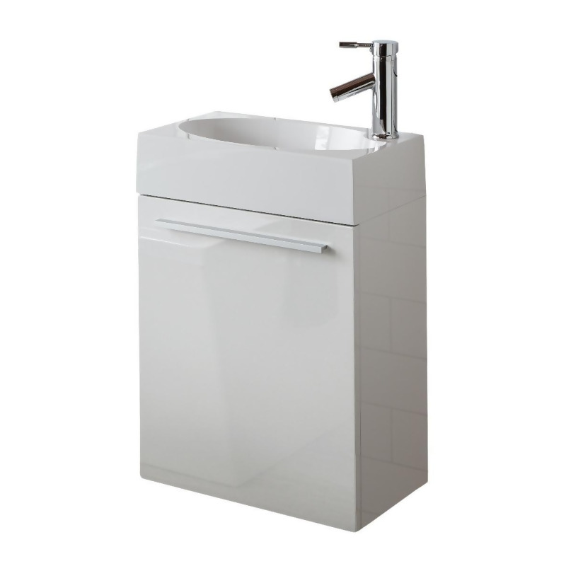 White Gloss Wall Hung Bathroom Storage Cabinet Sink Set 450mm Apex From Click Basin At Shop Com Uk