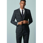 Mens Next Slim Fit Check Suit: Jacket - Green Mens Next Slim Fit Check Suit: Jacket - Green