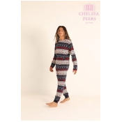 Mens Chelsea Peers Christmas Fairisle PJ Set - Black Mens Chelsea Peers Christmas Fairisle PJ Set - Black