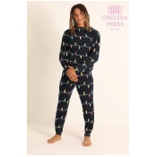 Mens Chelsea Peers Christmas Bulb PJ Set - Blue Mens Chelsea Peers Christmas Bulb PJ Set - Blue