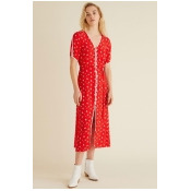 Womens Oliver Bonas Red Ditsy Print Midi Dress - Red Womens Oliver Bonas Red Ditsy Print Midi Dress - Red