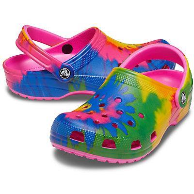 Electric pink tie dye crocs Clearance