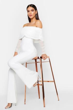 white ruched jumpsuit