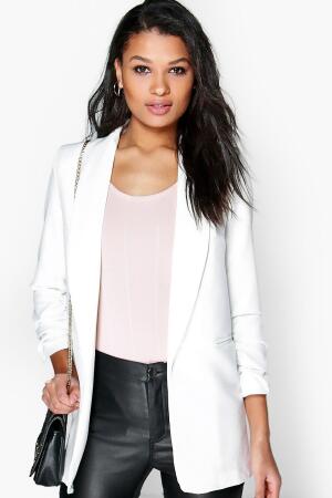 fitted white denim jacket