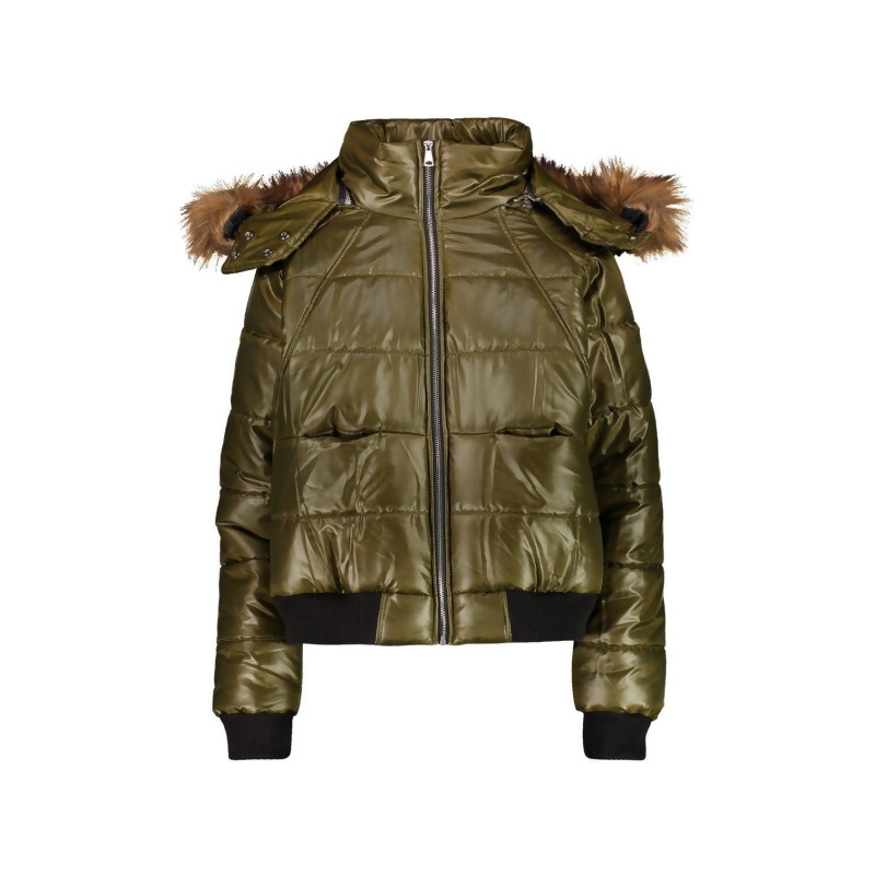 faux fur trim cire puffer jacket